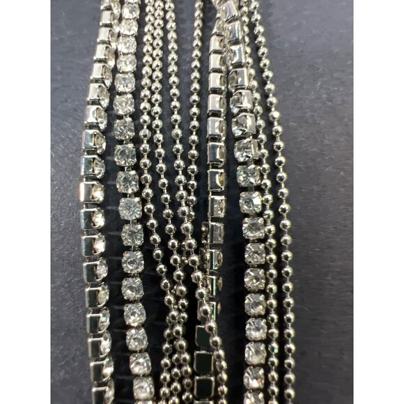 Rhinestone Ball Chain Tassel Earrings Post 4" Drop Lovers Knot Glamour Holidays - Picture 3 of 14